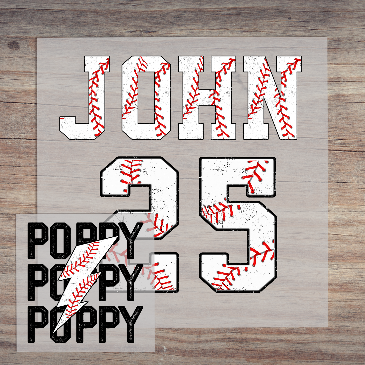 Baseball Poppy With Custom Numbers and Name