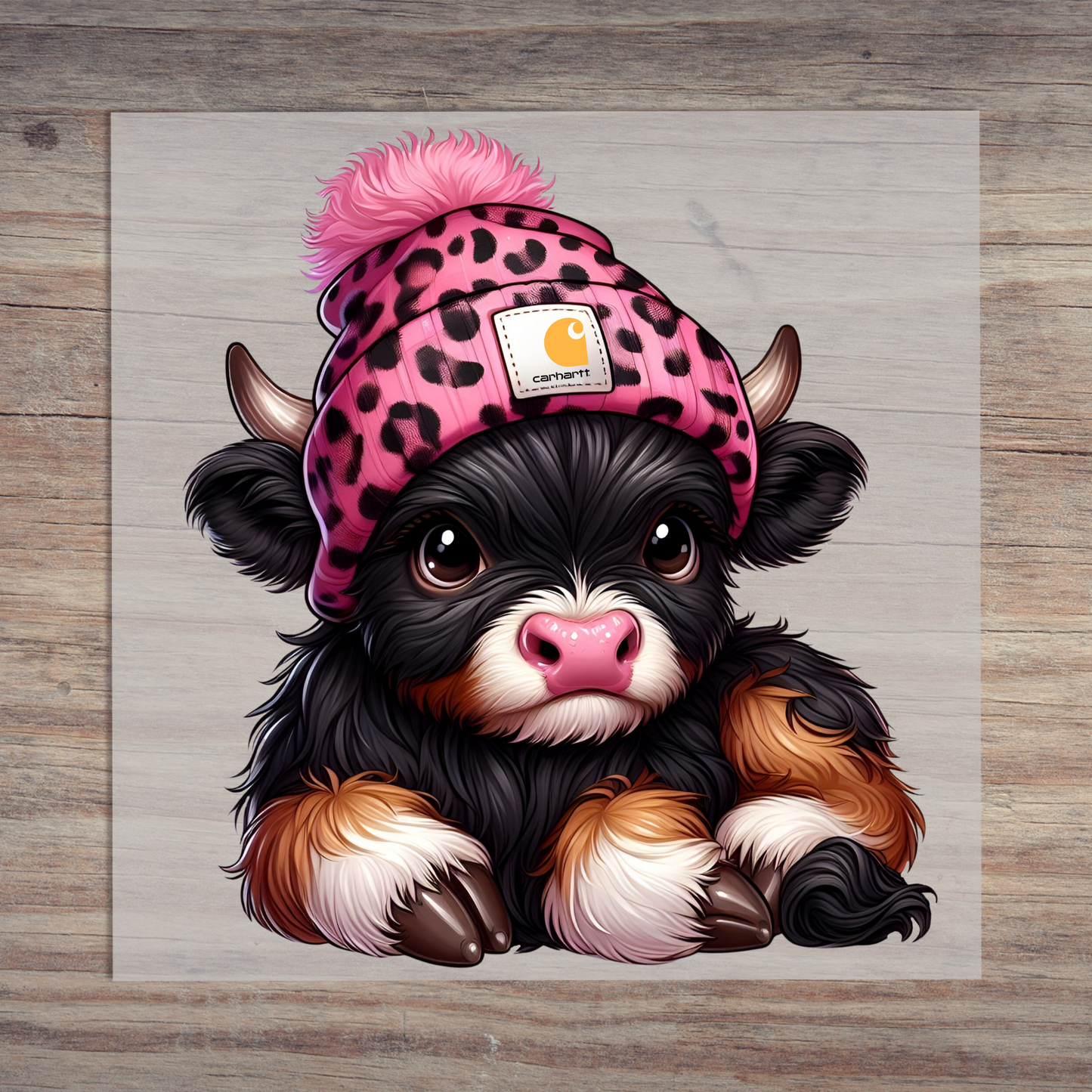 Pink Cheetah Hat Black Baby Cow