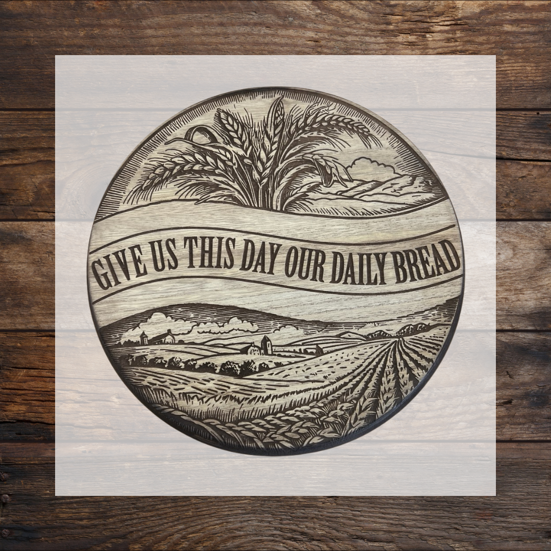 Laser-Engraved Wooden "Daily Bread" Centerpiece
