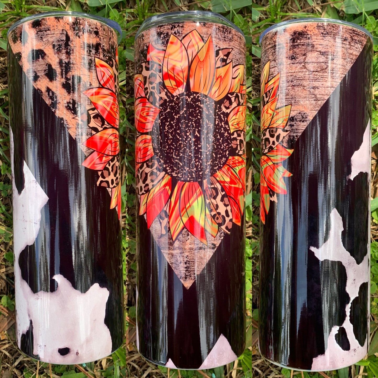 Coral Sunflower CowHide