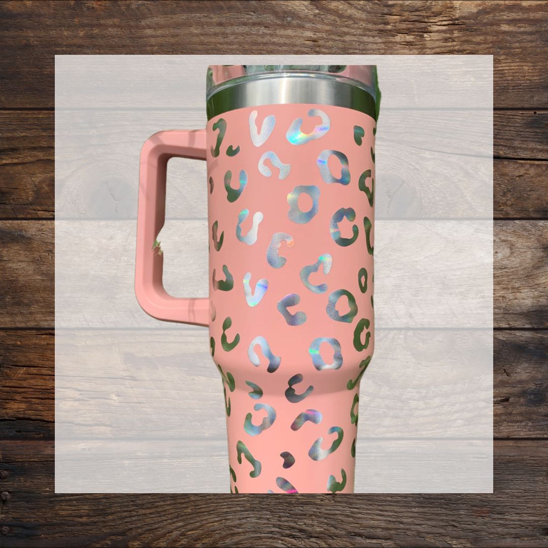 40oz Holographic Cheetah Print Tumbler