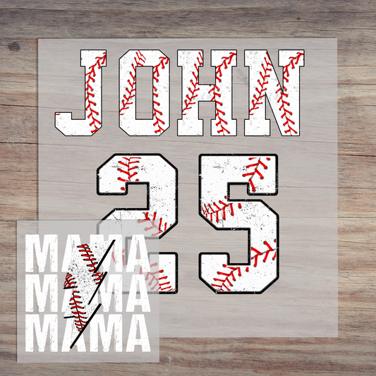 Baseball Mama White With Custom Numbers and Name
