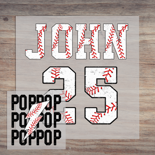 Baseball Poppop With Custom Numbers and Name