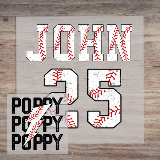 Baseball Poppy With Custom Numbers and Name