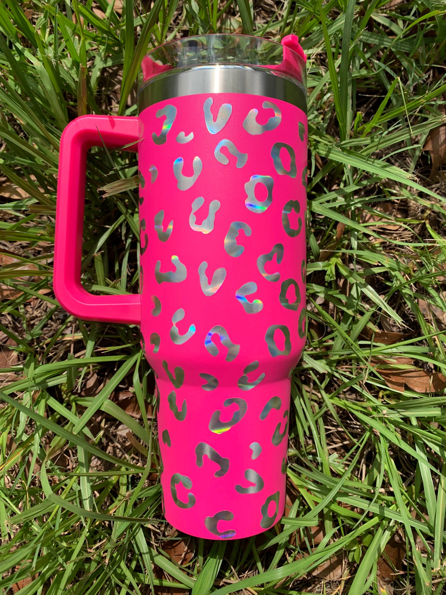 40oz Holographic Cheetah Print Tumbler