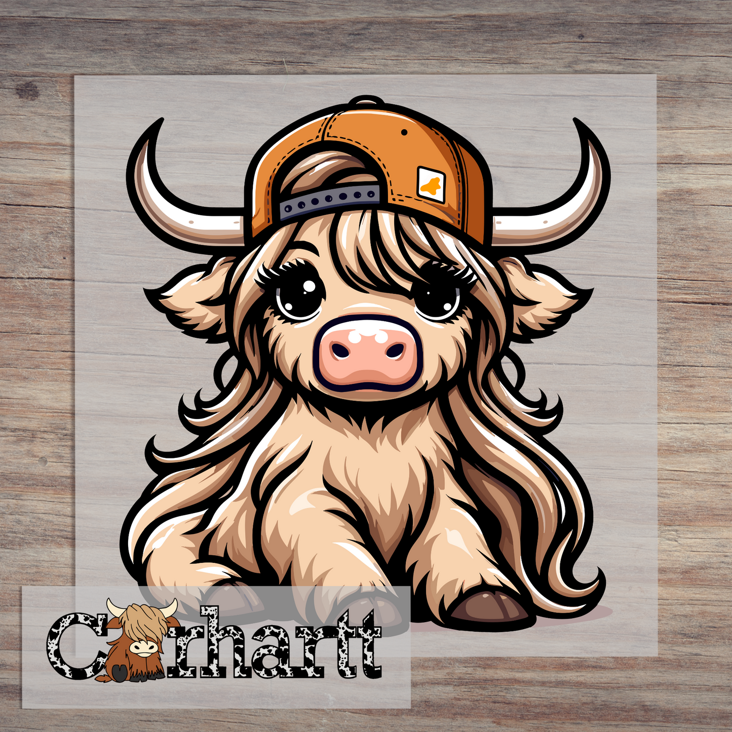 Highland Cow Backward Hat Black