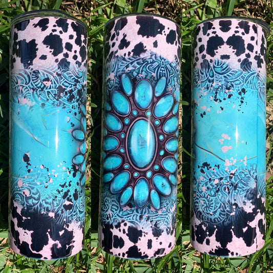 Wester Turquoise Cow Print